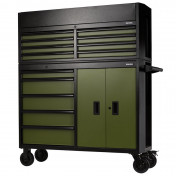 BUNKER 13 Drawer Combined Roller Cabinet and Tool Chest, 52, Green