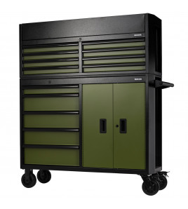 BUNKER® 13 Drawer Combined Roller Cabinet and Tool Chest, 52, Green
