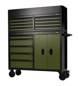 BUNKER 13 Drawer Combined Roller Cabinet and Tool Chest, 52, Green