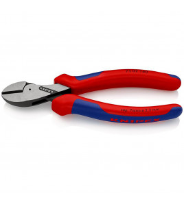 KNIPEX 73 02 160 X-Cut® Compact Diagonal Cutter high lever transmission with multi-component grips black atramentized, 160mm