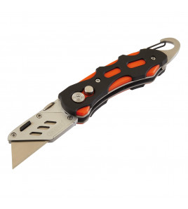 Folding Trimming Knife with Belt Clip, Green/Orange