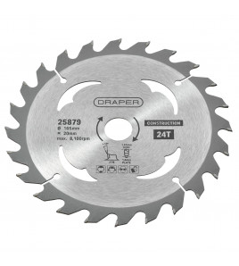 TCT Cordless Construction Circular Saw Blade for Wood & Composites, 165 x 20mm, 24T
