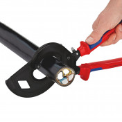 KNIPEX 95 32 320 Cable Cutter (ratchet principle, 3-stage) with multi-component grips black atramentized, 320mm