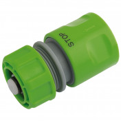 Garden Hose Connector with Water Stop Feature, 1/2