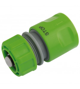 Garden Hose Connector with Water Stop Feature, 1/2