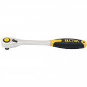 Elora Fine Tooth Quick Release Soft Grip Reversible Ratchet, 1/2 Sq. Dr., 270mm