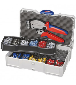 KNIPEX 97 90 13 Crimp Assortment for Wire Ferrules with Plastic Collars, 1 x 97 90 00, 1 x 97 53 18, 9 x Wire Ferrule Sets