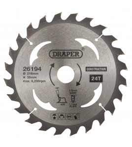 TCT Construction Circular Saw Blade, 216 x 30mm, 24T