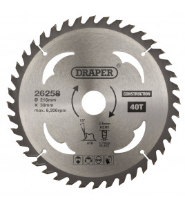 TCT Construction Circular Saw Blade, 216 x 30mm, 40T