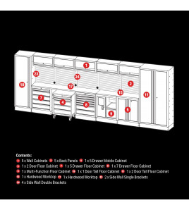 BUNKER® 25 Piece Modular Storage Combo with Hardwood Worktop, 4915mm
