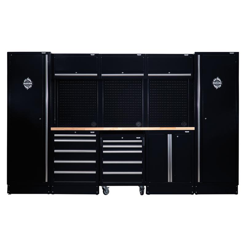 BUNKER 16 Piece Modular Storage Combo with Hardwood Worktop, 3240mm