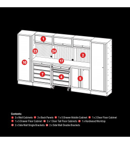 BUNKER® 16 Piece Modular Storage Combo with Hardwood Worktop, 3240mm