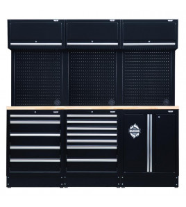 BUNKER 14 Piece Modular Storage Combo with Hardwood Worktop, 2040mm