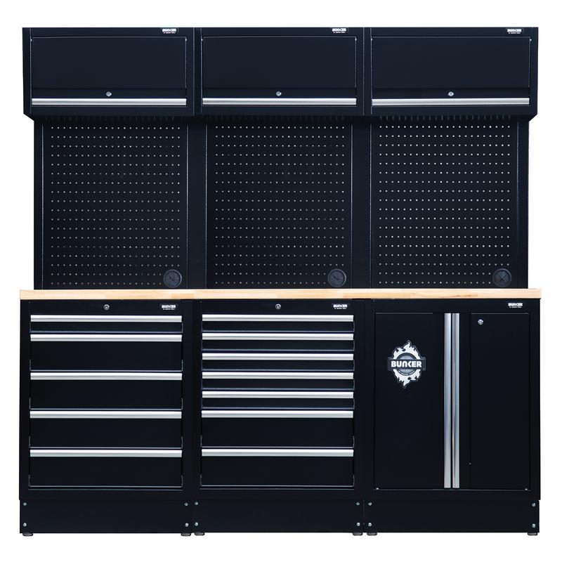 BUNKER 14 Piece Modular Storage Combo with Hardwood Worktop, 2040mm