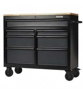 BUNKER 7 Drawer Workbench Roller Tool Cabinet, 41, Grey