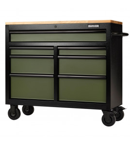 BUNKER® 7 Drawer Workbench Roller Tool Cabinet, 41, Green