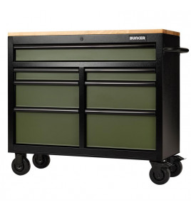 BUNKER® 7 Drawer Workbench Roller Tool Cabinet, 41, Green