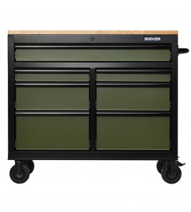 BUNKER® 7 Drawer Workbench Roller Tool Cabinet, 41, Green