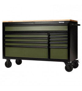 BUNKER® 10 Drawer Workbench Roller Tool Cabinet, 56, Green
