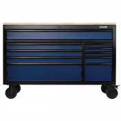 BUNKER 10 Drawer Workbench Roller Tool Cabinet, 56, Blue