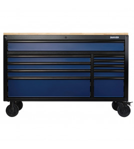 BUNKER 10 Drawer Workbench Roller Tool Cabinet, 56, Blue