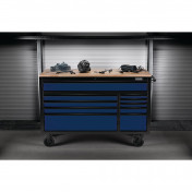 BUNKER 10 Drawer Workbench Roller Tool Cabinet, 56, Blue