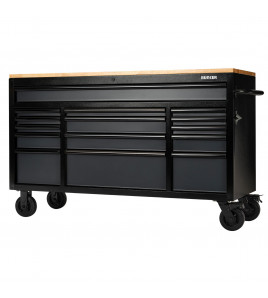 BUNKER® 15 Drawer Workbench Roller Tool Cabinet, 61, Grey