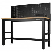 BUNKER Workbench with Hardwood Worktop and Power Pegboard, 1550mm