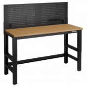 BUNKER Workbench with Hardwood Worktop and Power Pegboard, 1550mm