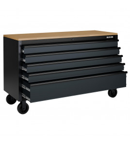 BUNKER 5 Drawer Workbench Roller Tool Cabinet, 61, Grey