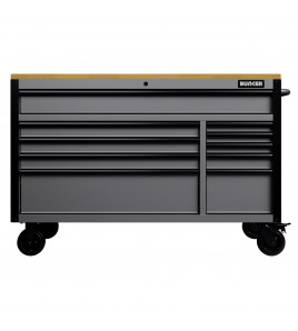 BUNKER 10 Drawer Workbench Roller Tool Cabinet, 56, Light Grey