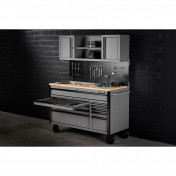 BUNKER 10 Drawer Roller Workstation with Workbench, 56, Light Grey