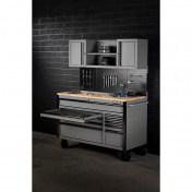 BUNKER 10 Drawer Roller Workstation with Workbench, 56, Light Grey