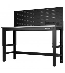 BUNKER Workbench with Stainless Steel Worktop and Power Pegboard, 1550mm