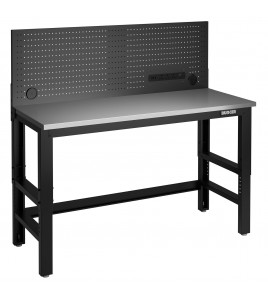 BUNKER Workbench with Stainless Steel Worktop and Power Pegboard, 1550mm