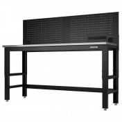 BUNKER Workbench with Stainless Steel Worktop and Power Pegboard, 1830mm