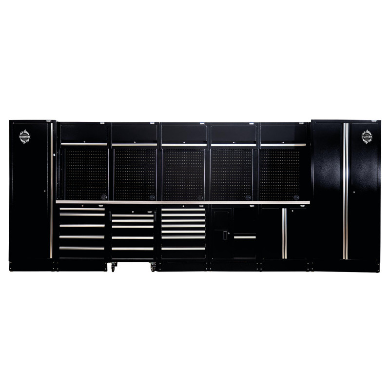 BUNKER 25 Piece Modular Storage Combo with Stainless Steel Worktop 4915mm