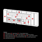 BUNKER 25 Piece Modular Storage Combo with Stainless Steel Worktop 4915mm