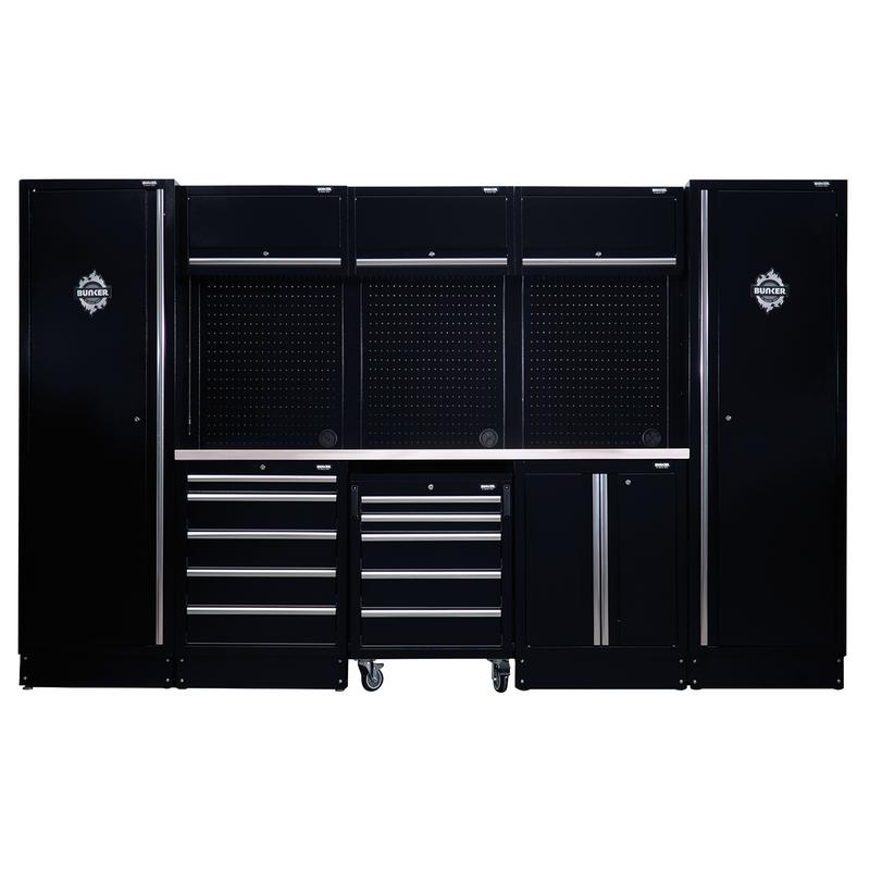BUNKER 16 Piece Modular Storage Combo with Stainless Steel Worktop, 3240mm