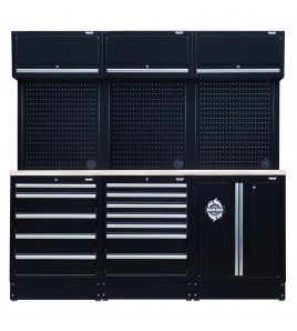 BUNKER 14 Piece Modular Storage Combo with Stainless Steel Worktop 2040mm
