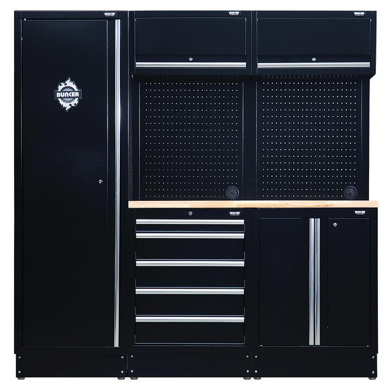 BUNKER 11 Piece Modular Storage Combo with Hardwood Worktop, 1960mm