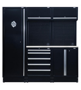 BUNKER 11 Piece Modular Storage Combo with Stainless Steel Worktop, 1960mm