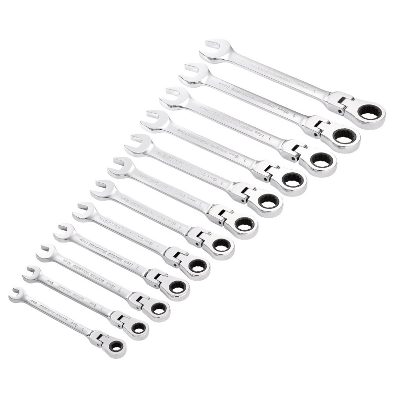 Draper HI-TORQ® Metric Flexible Head Ratchet Combination Spanner Set (12 Piece)