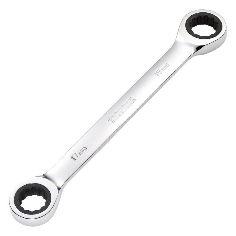 Draper HI-TORQ® Metric Double Ratchet Ring Spanner, 17 x 19mm