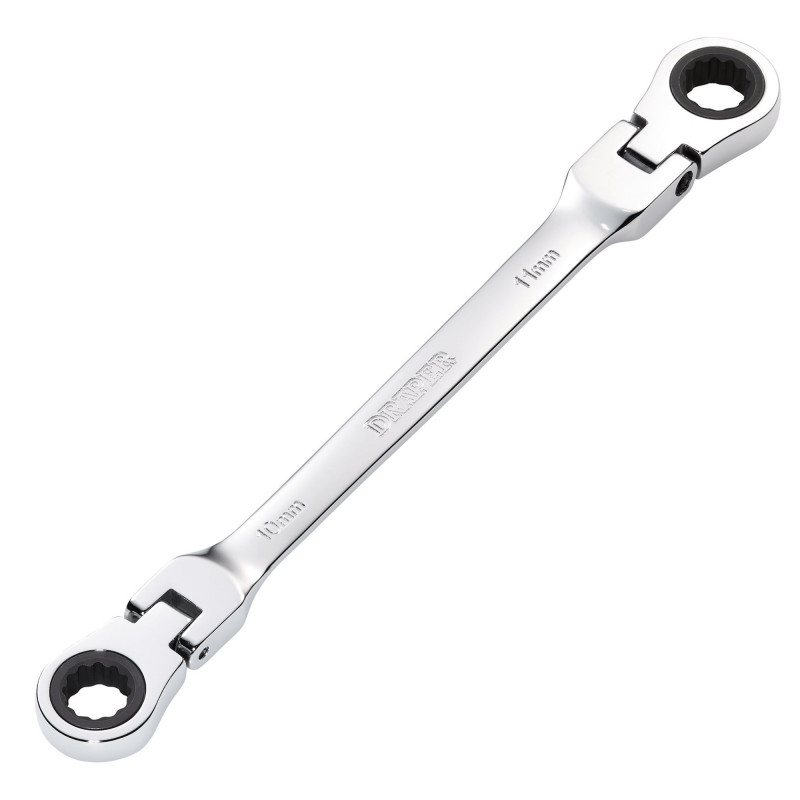 Draper HI-TORQ® Metric Flexible Head Double Ring Ratchet Spanner, 10 x 11mm