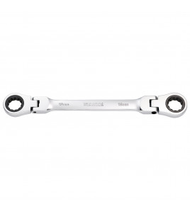 Draper HI-TORQ® Metric Flexible Head Double Ring Ratchet Spanner, 18 x 19mm