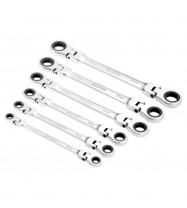 Draper HI-TORQ® Metric Flexible Head Double Ring Ratchet Spanner Set (6 Piece)