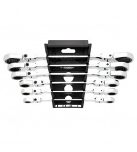 Draper HI-TORQ® Metric Flexible Head Double Ring Ratchet Spanner Set (6 Piece)