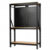 BUNKER® 17 Piece Modular 3 Tier Racking with Hardwood Shelving and Pegboards, 1500mm