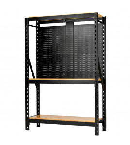 BUNKER® 17 Piece Modular 3 Tier Racking with Hardwood Shelving and Pegboards, 1500mm